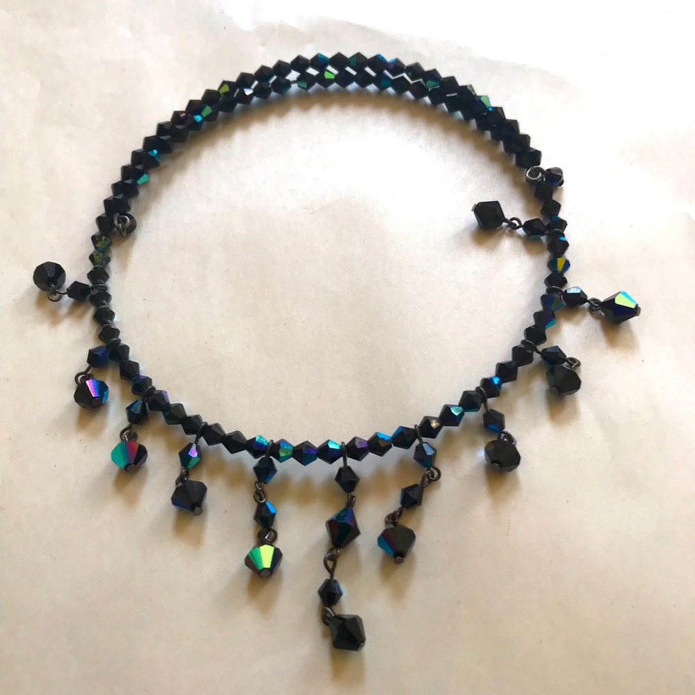 Black iridescent Beaded Choker